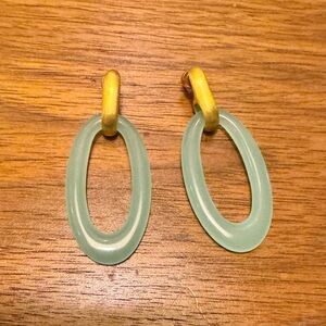 NEW Davidson Brushed Gold & Aquamarine Oval Drop Earrings